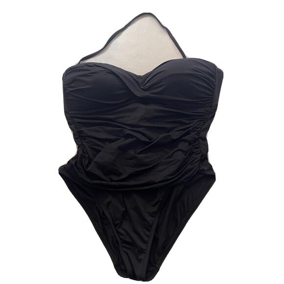 La Blanca One Piece Swimsuit Women's Size 12 Black Halter Lined Cups Slimming - Picture 1 of 6